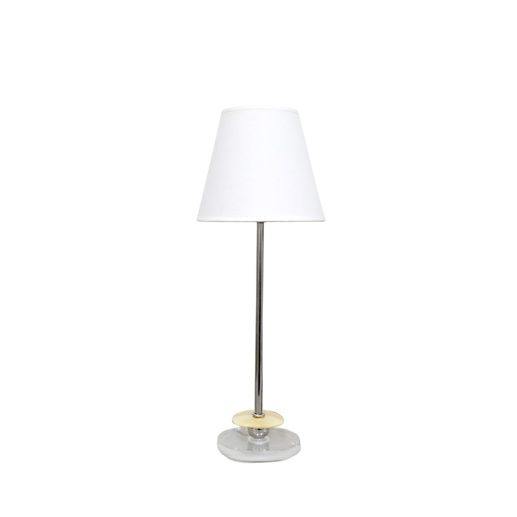 Mother of Pearl, stainless steel, clear acrylic modern tropical table lamp.