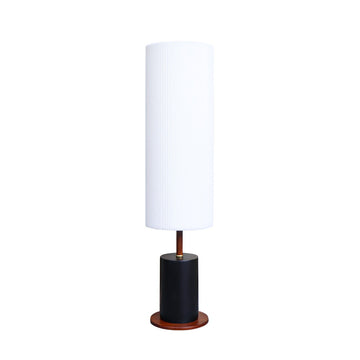 Tall and slim table lamp in walnut and black finish