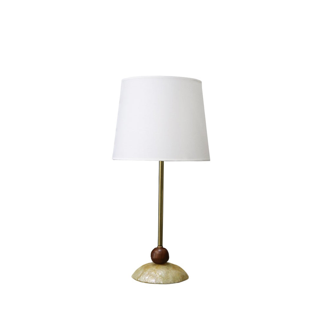 Tropical brass, walnut, capiz table lamp