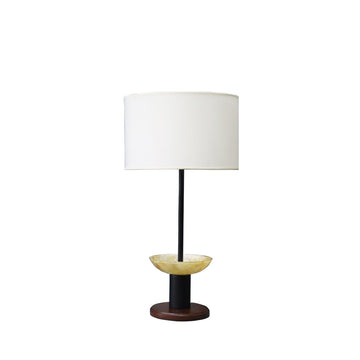 Tropical black, walnut, capiz wood table lamp