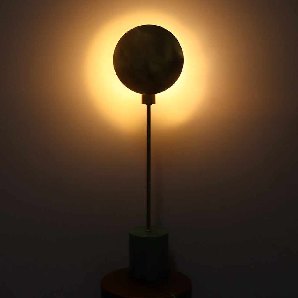 Brass and light emerald green space saving mood light table lamp