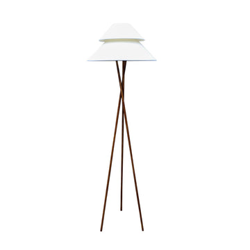 Double cone lampshade with tripod body floor lamp