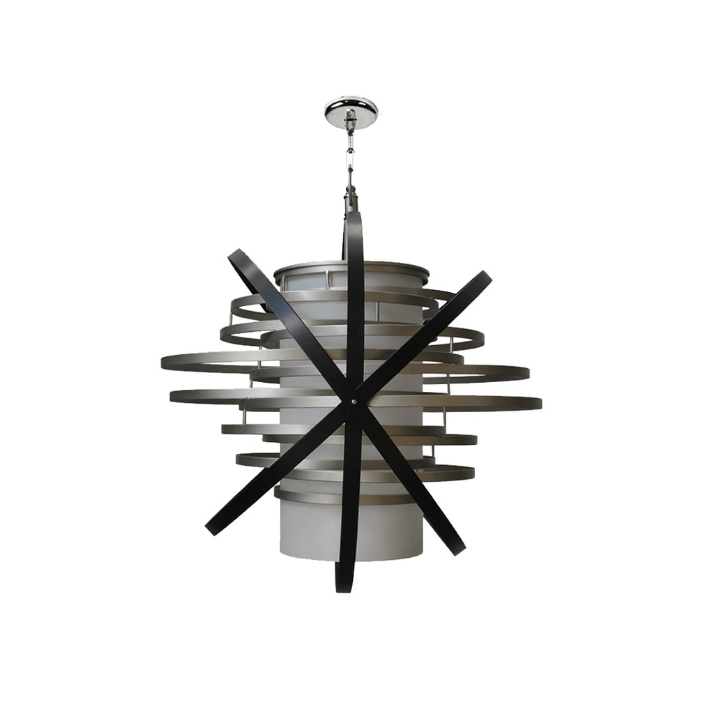A painted metal hanging lamp for porch or living spaces