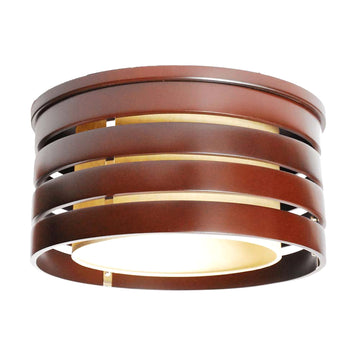A wooden ceiling lamp with horizontal panels for country homes 