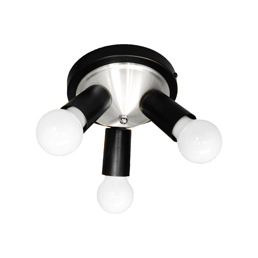 A 3-light exposed ceiling lamp 